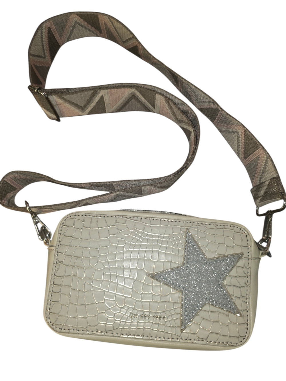 Vintage Havana Cream Crossbody Bag with Glitter Star
